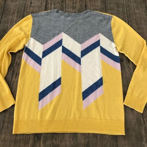 Flawed Le Mont St Michel Fine Merino Wool Chevron Lightweight sweater Medium M